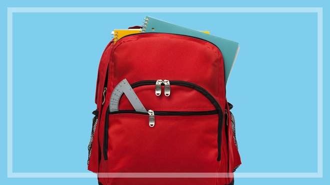 school backpack with books